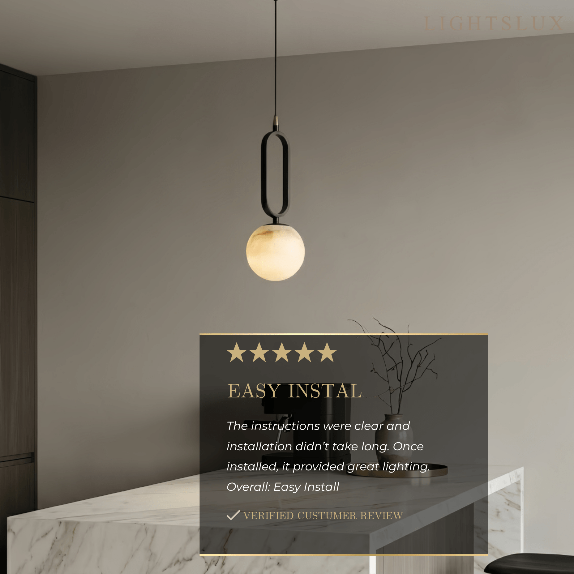 Alba Minimalist Alabaster Pendant Light – White Metal
