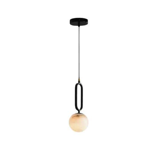 Alba Minimalist Alabaster Pendant Light – White Metal