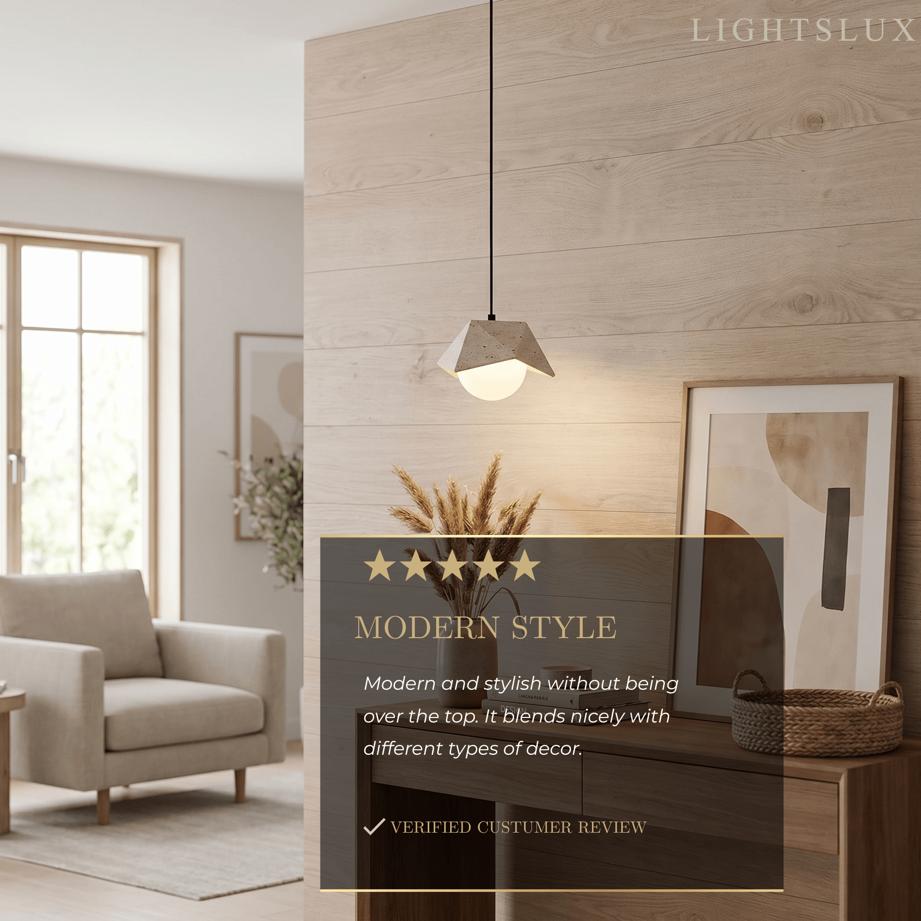 Strata Modern Travertine Pendant Light -- Beige White