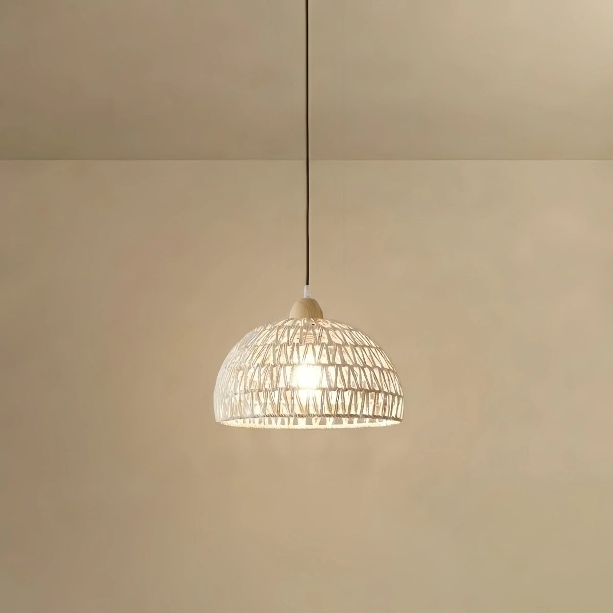 Natural Pendant Light – Rattan & Wood for Living Room Dining Room Bedroom