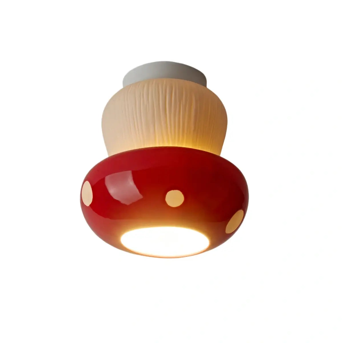 Vivara Retro Mushroom Ceiling Light -- Ceramic Red/Black for Bedroom