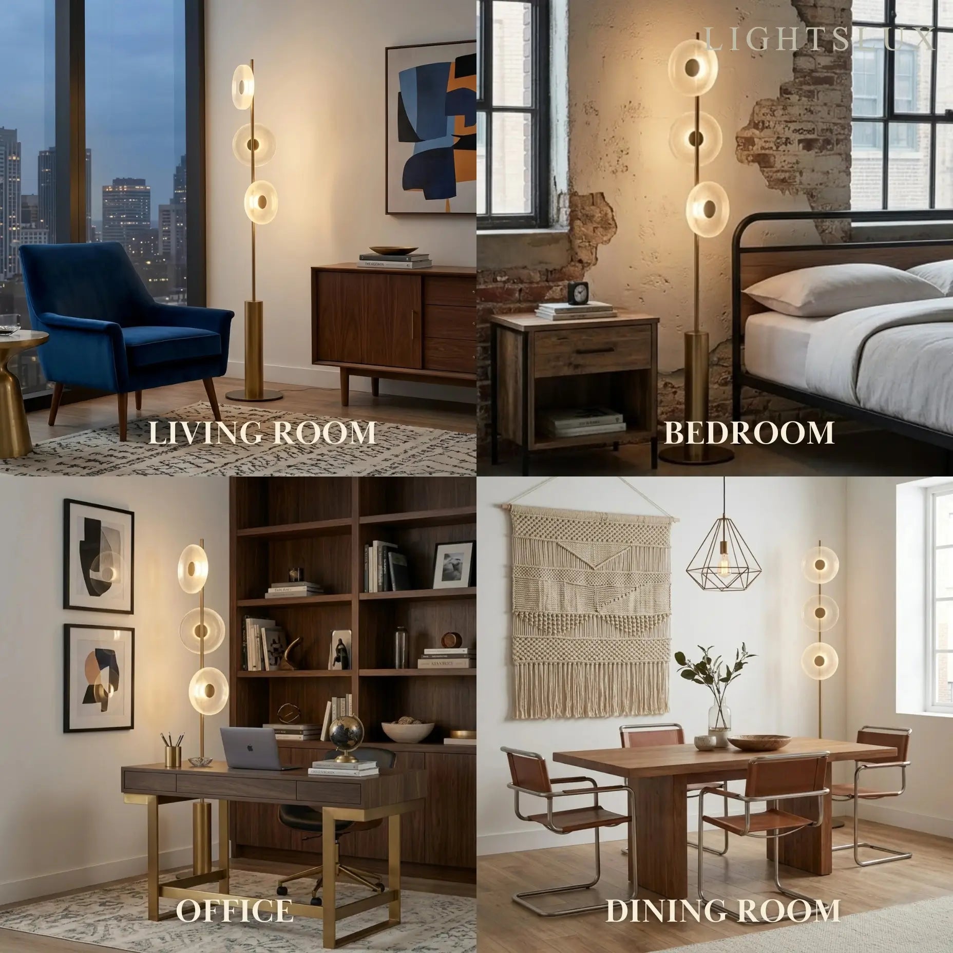 Excelis Luxury Floor Lamp -- Iron and Glass , Amber or Clear Light Color for Living Room Bedroom