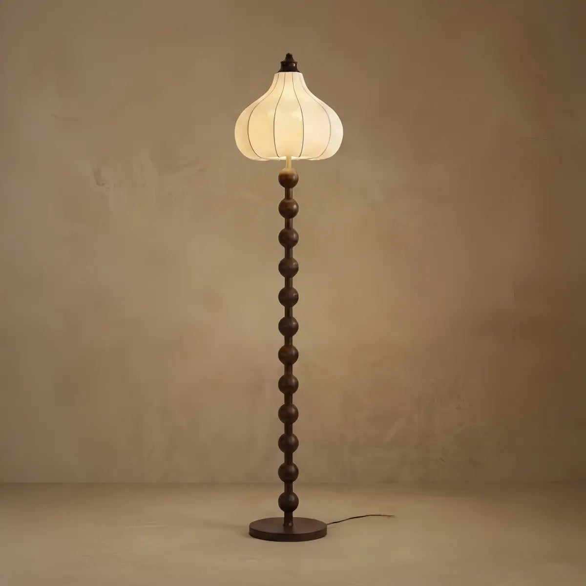 Sandora Mid-Century Floor Lamp -- Wood & Fabric for Living Room