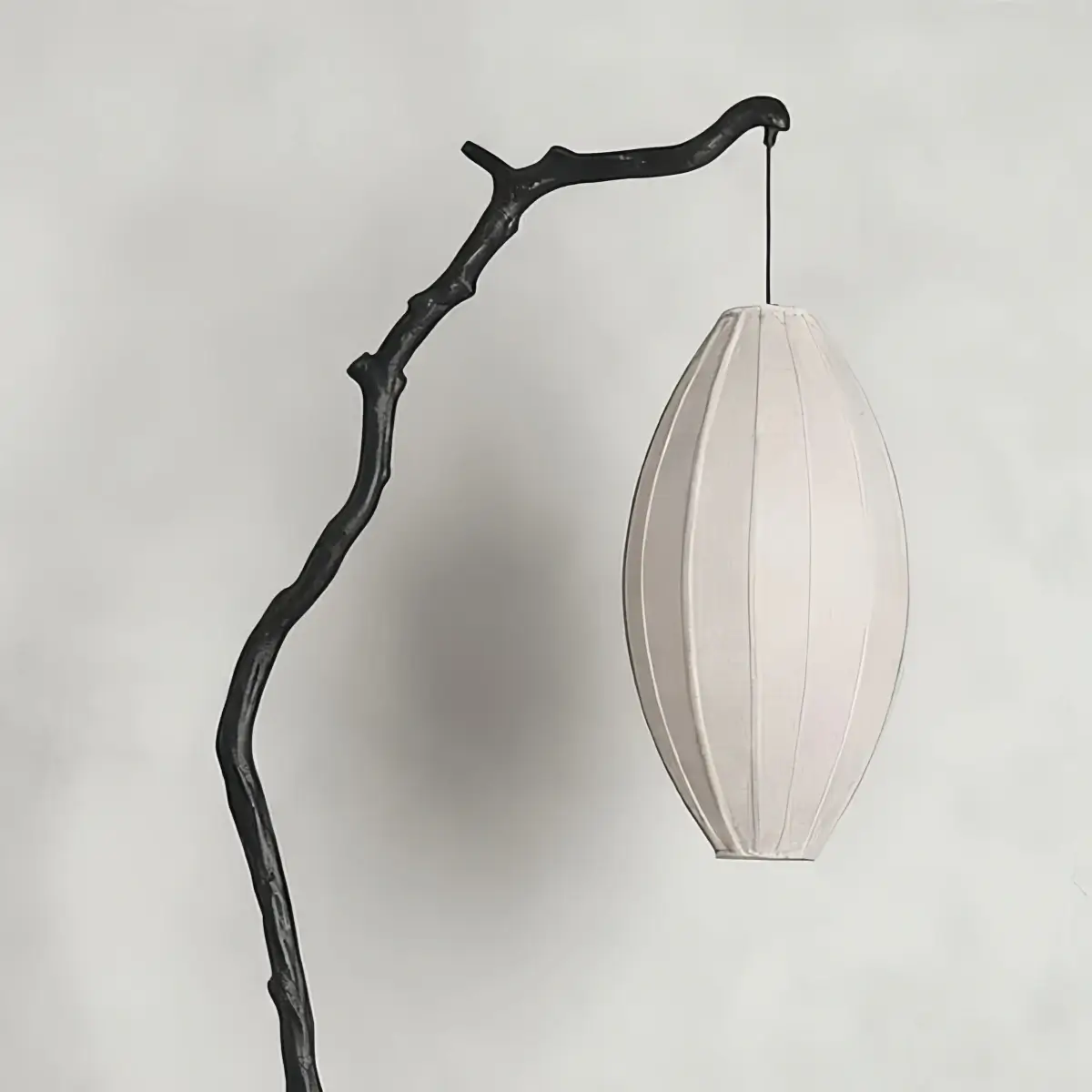 Zenno Wabi-sabi Sculptural Tree Floor Lamp -- Resin & Fabric Black/Brown for Living Room Detail