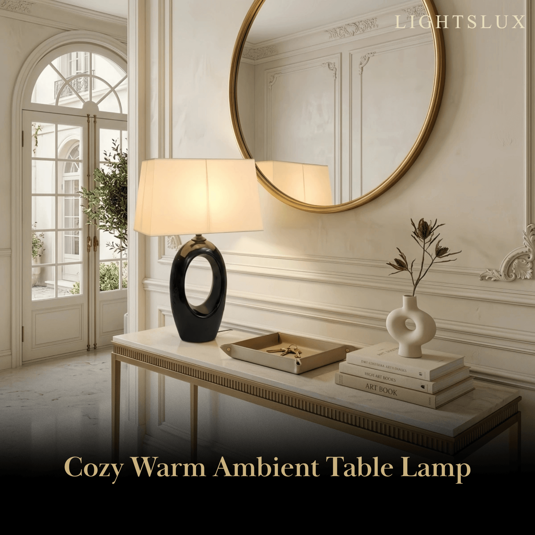 Sandora Nordic Table Lamp — Ceramic & Fabric Black/White Indoor