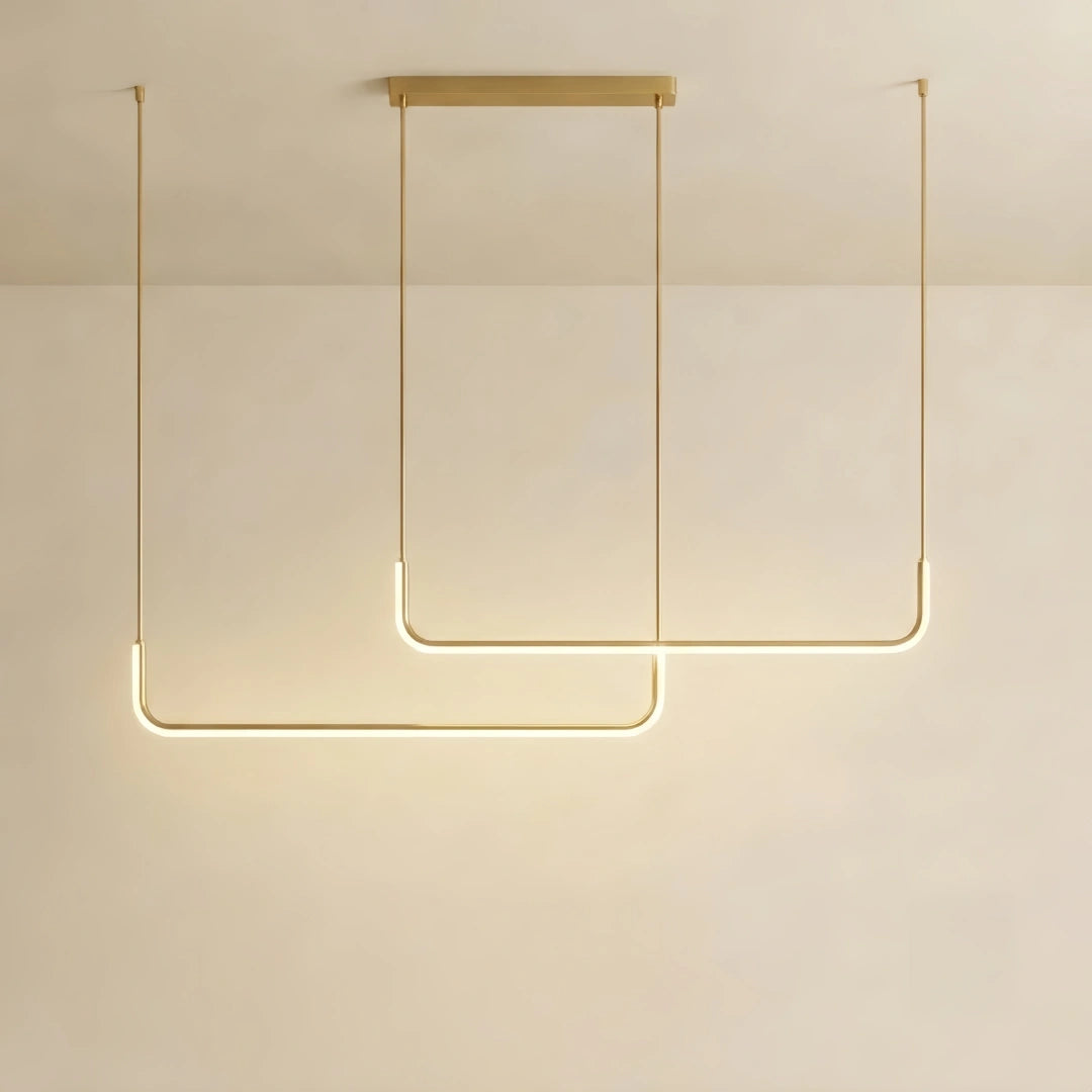 Arcato Minimalist Linear Pendant Light – Gold Metal/Acrylic for Dining Room