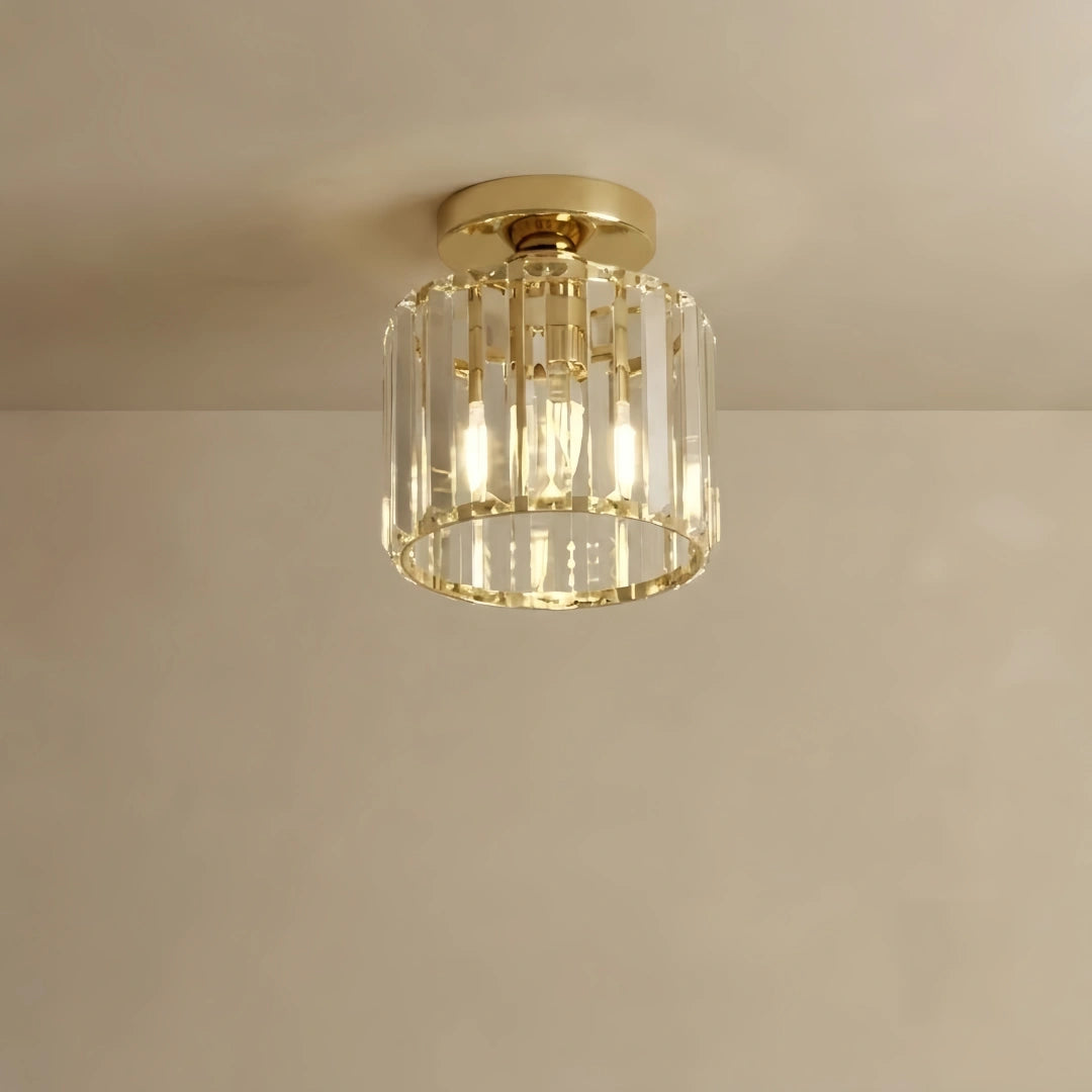 Vetro Modern Ceiling Lamp Metal/Crystal Design in Gold for Bedroom