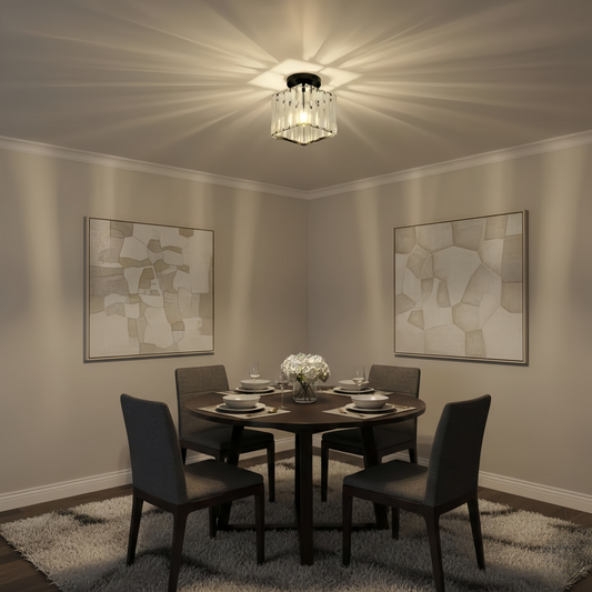 Ceiling Lamp – Metal/Acrylic Design in Black/Gold/Silver for Bedroom