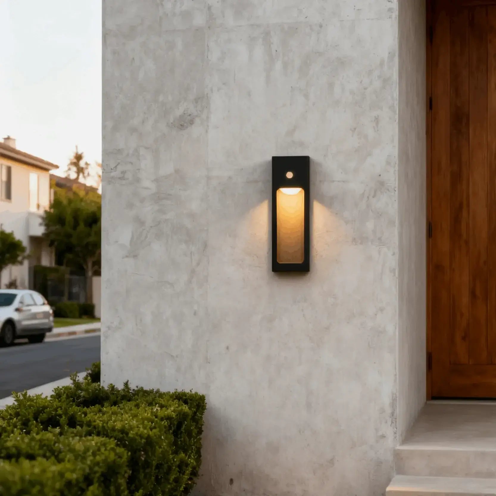 Modern Outdoor Wall Lamp – Metal Lantern with Sensor