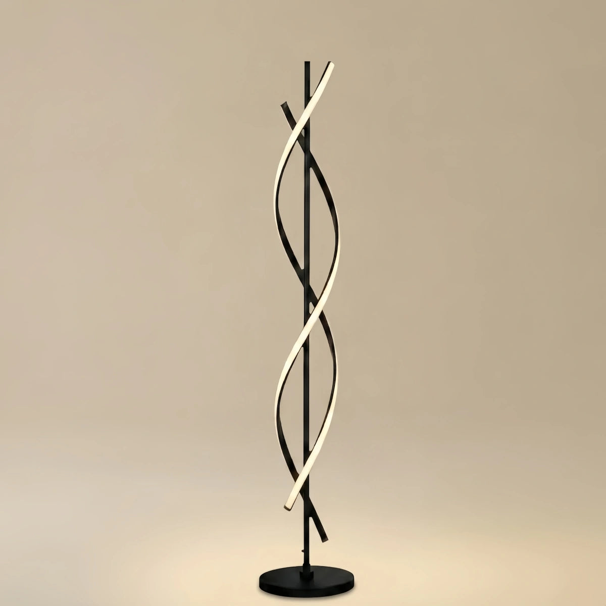 Modern Black Floor Lamp - Streamlined Metal Design for Living Room