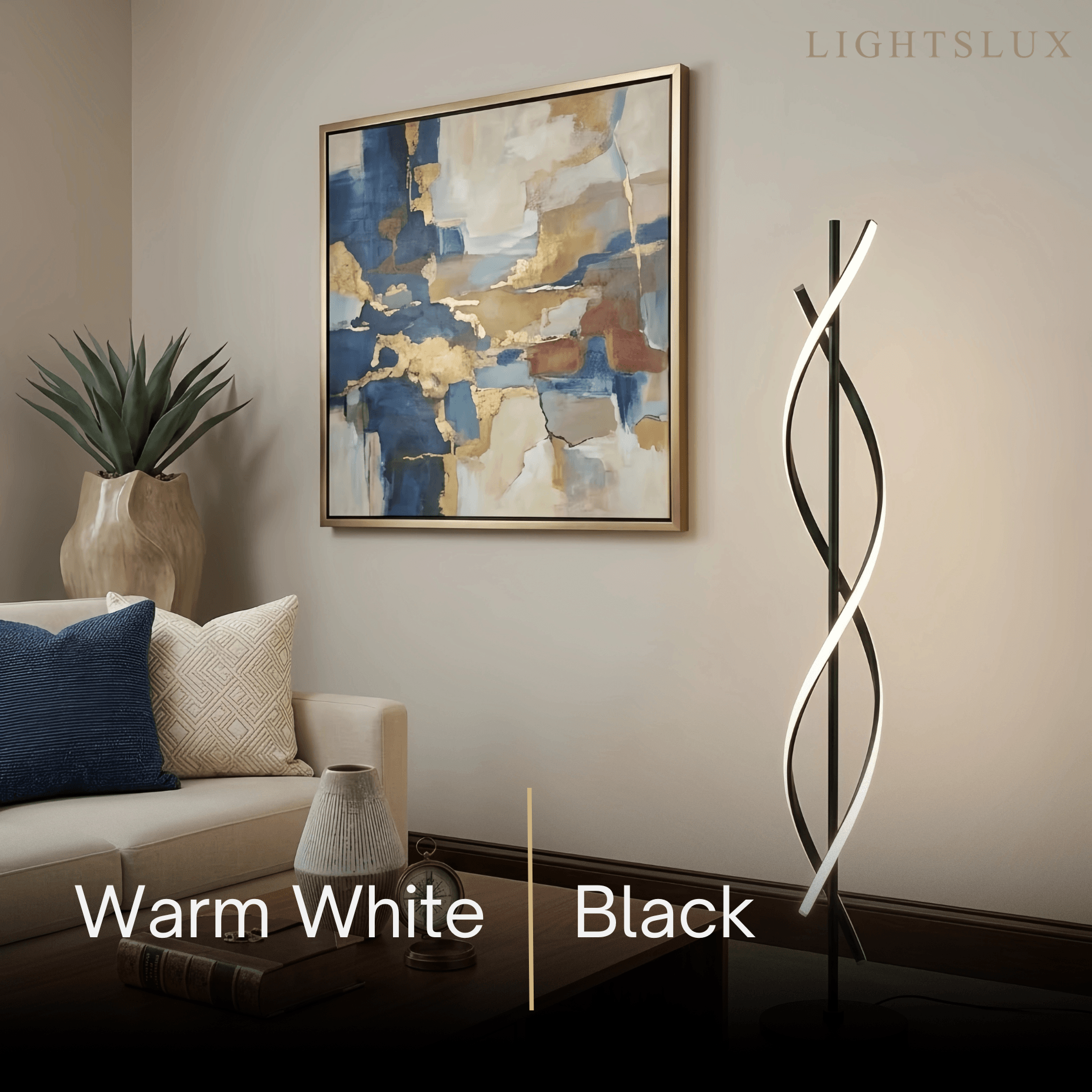 Arcato Modern Black & White Floor Lamp