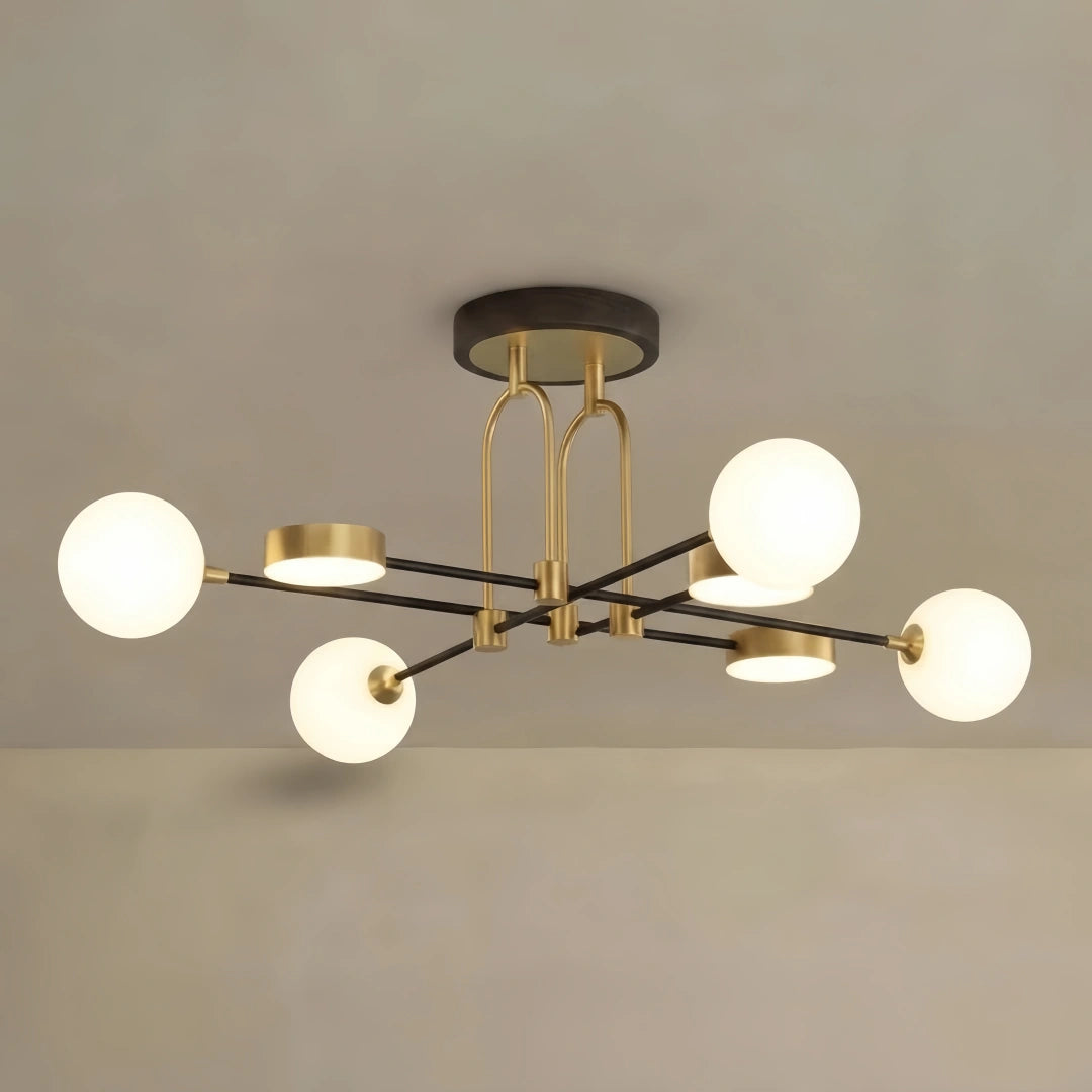 Modern Gold Chandelier – Glass & Metal Fixture for Living Room