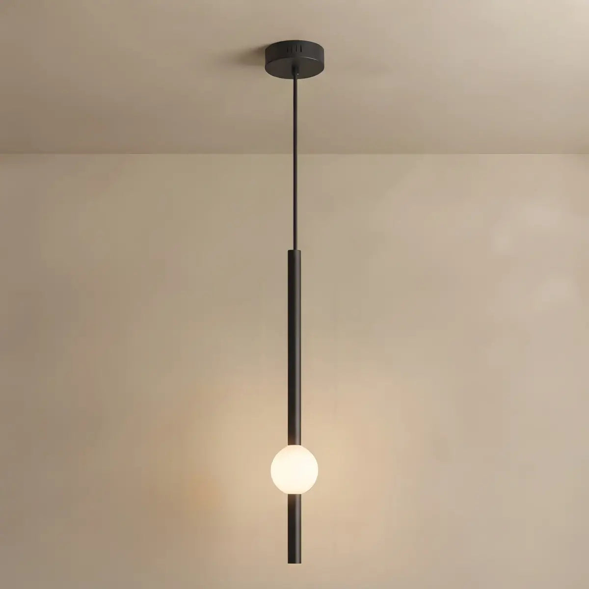 Arcato Modern Linear Globe Pendant Light - White/Black Metal for Bedroom/Living Room