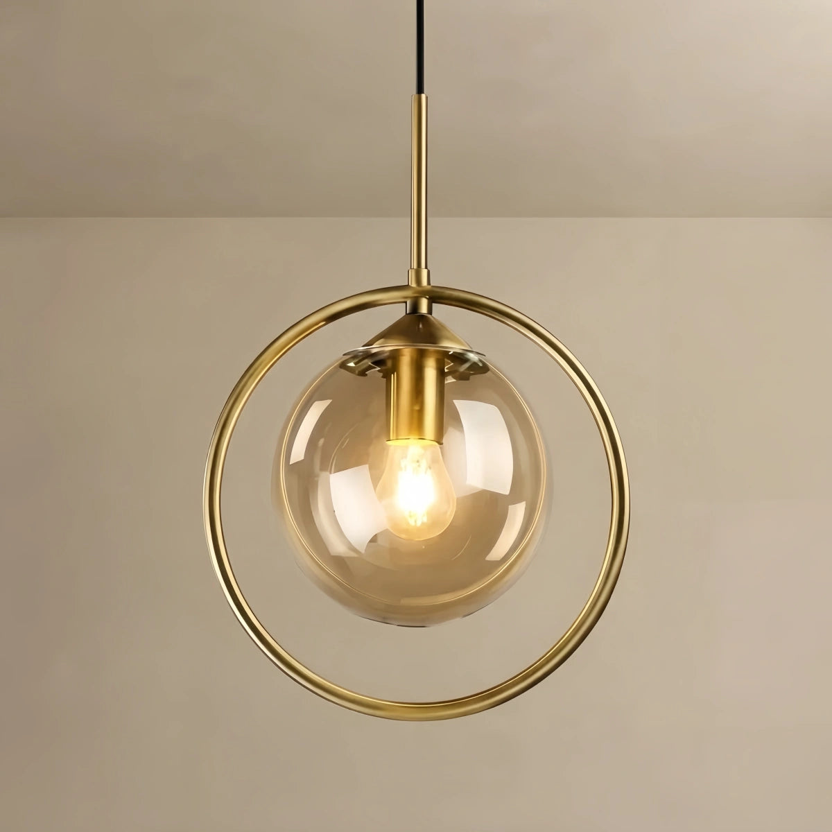 Pendant Light – Grey/Clear Glass with Metal for Dining Room