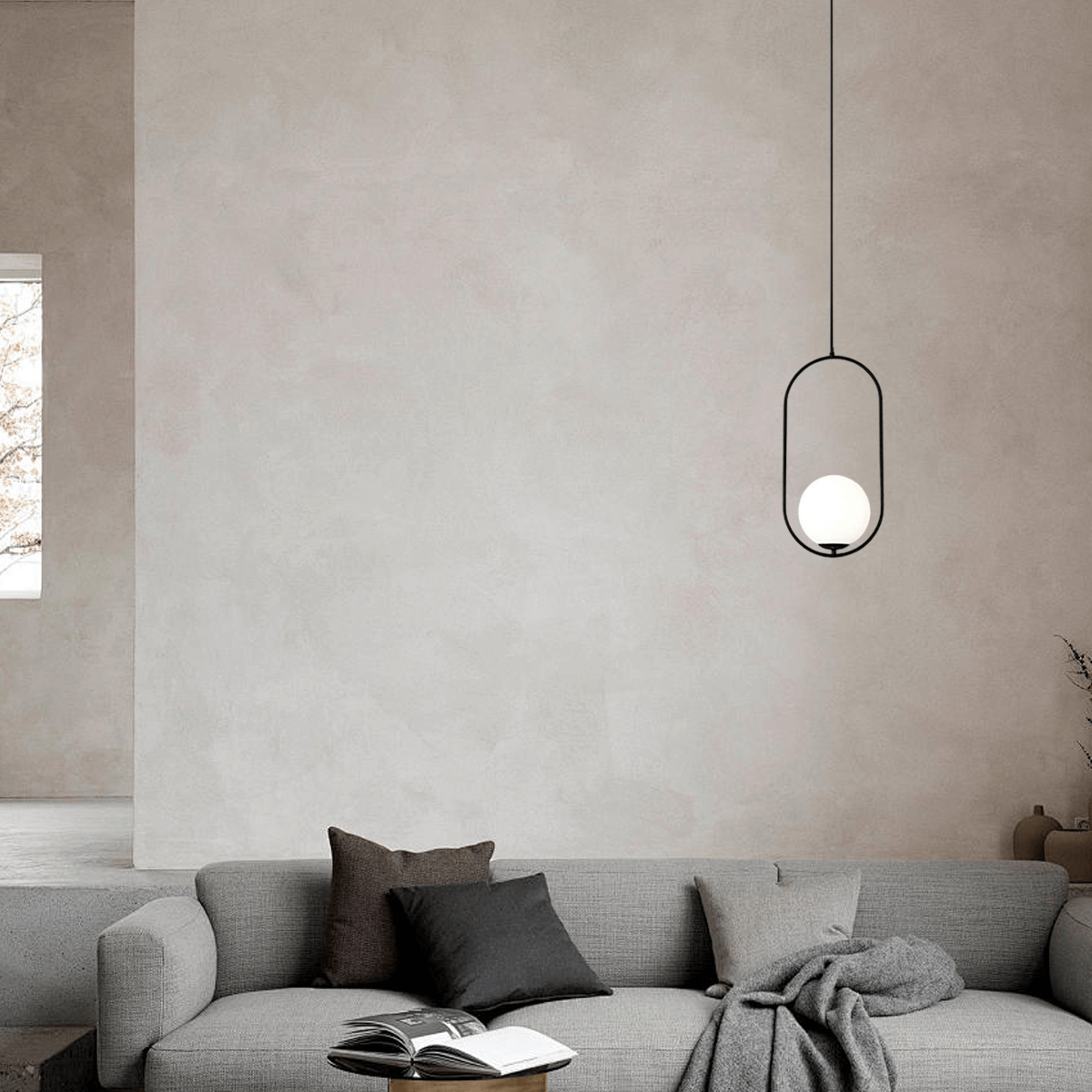 Modern Black Oval Pendant Light for Living Room