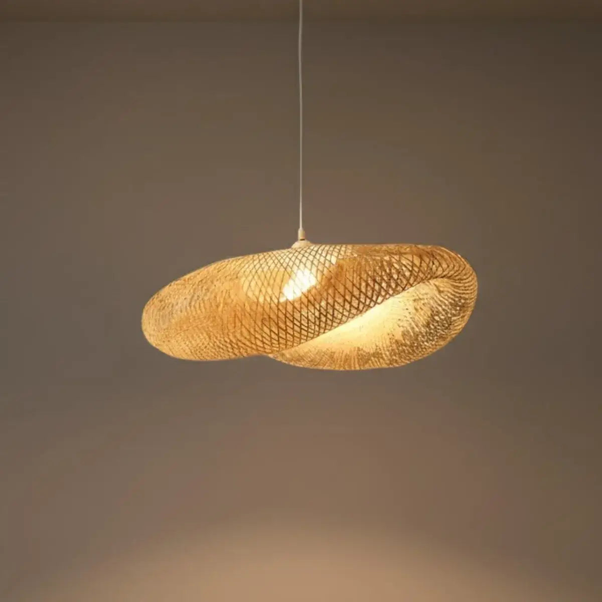 Bamburo Natural Bamboo Pendant Light – Irregular Wood Design for Dining Room