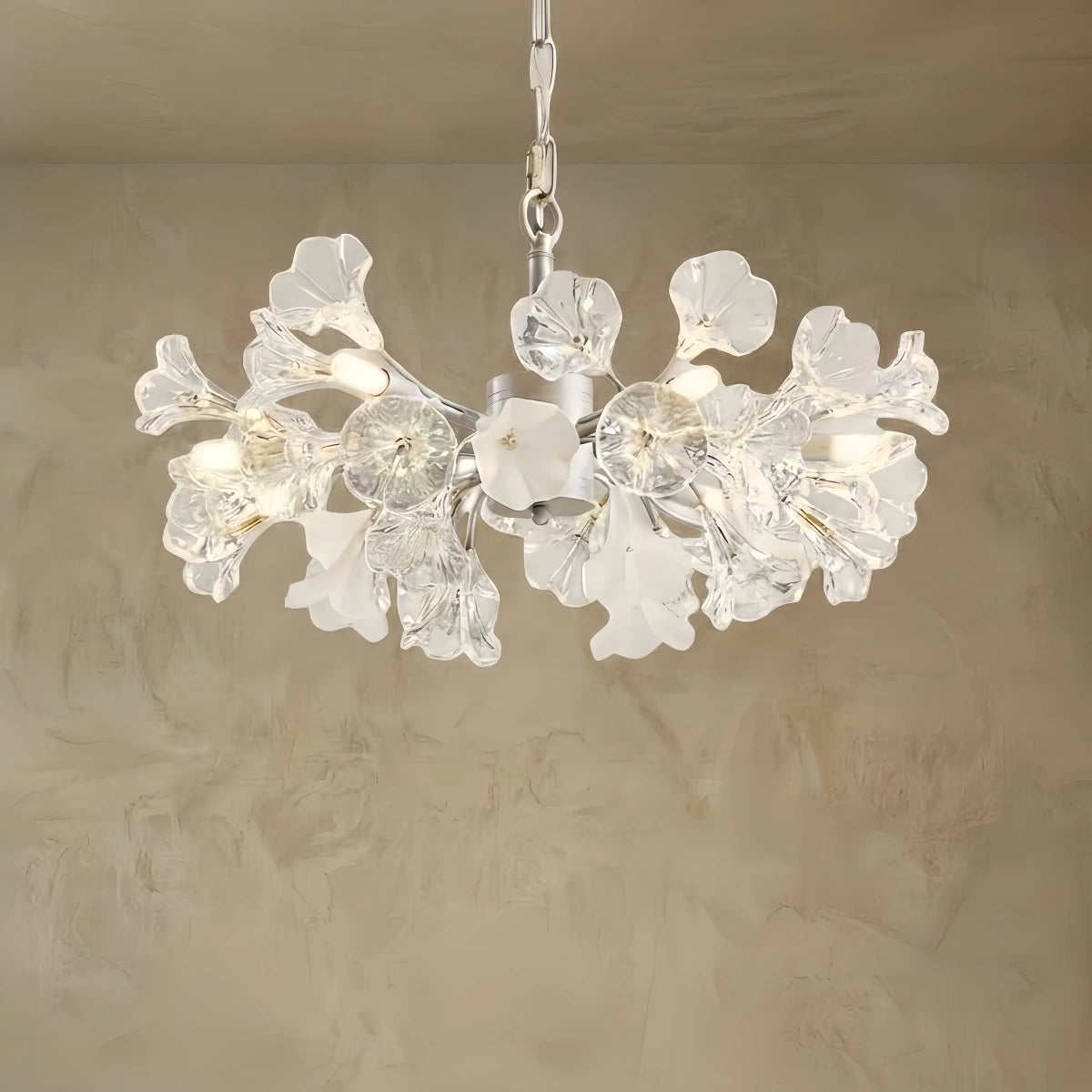 Velora Modern Branch Chandelier – Silver Copper Glass Flower for Living Room / Bedroom