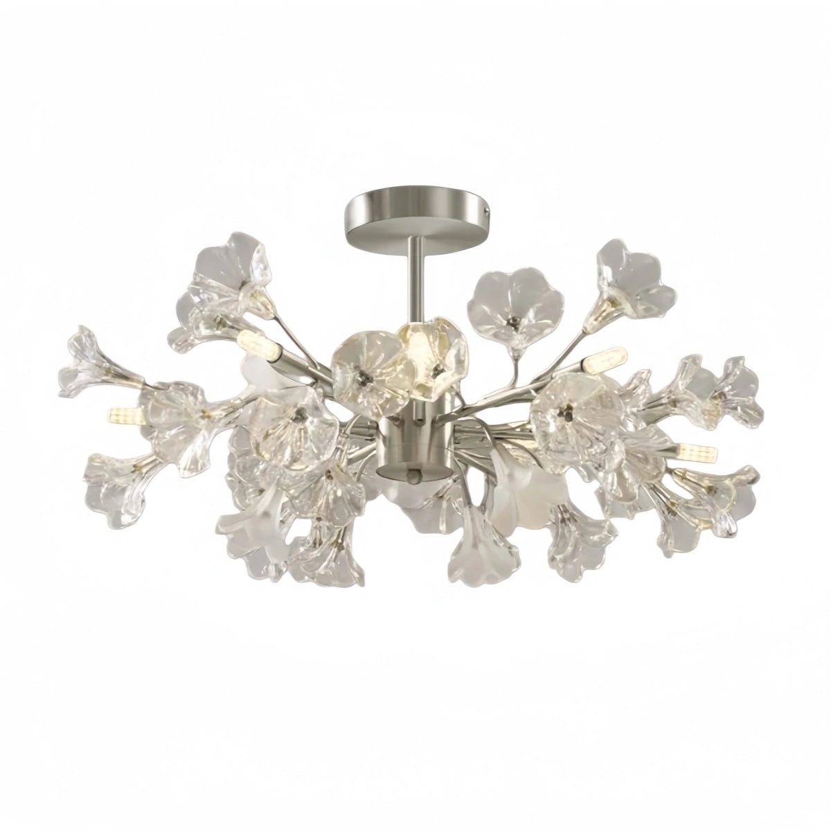 Velora Modern Branch Chandelier – Silver Copper Glass Flower for Living Room / Bedroom