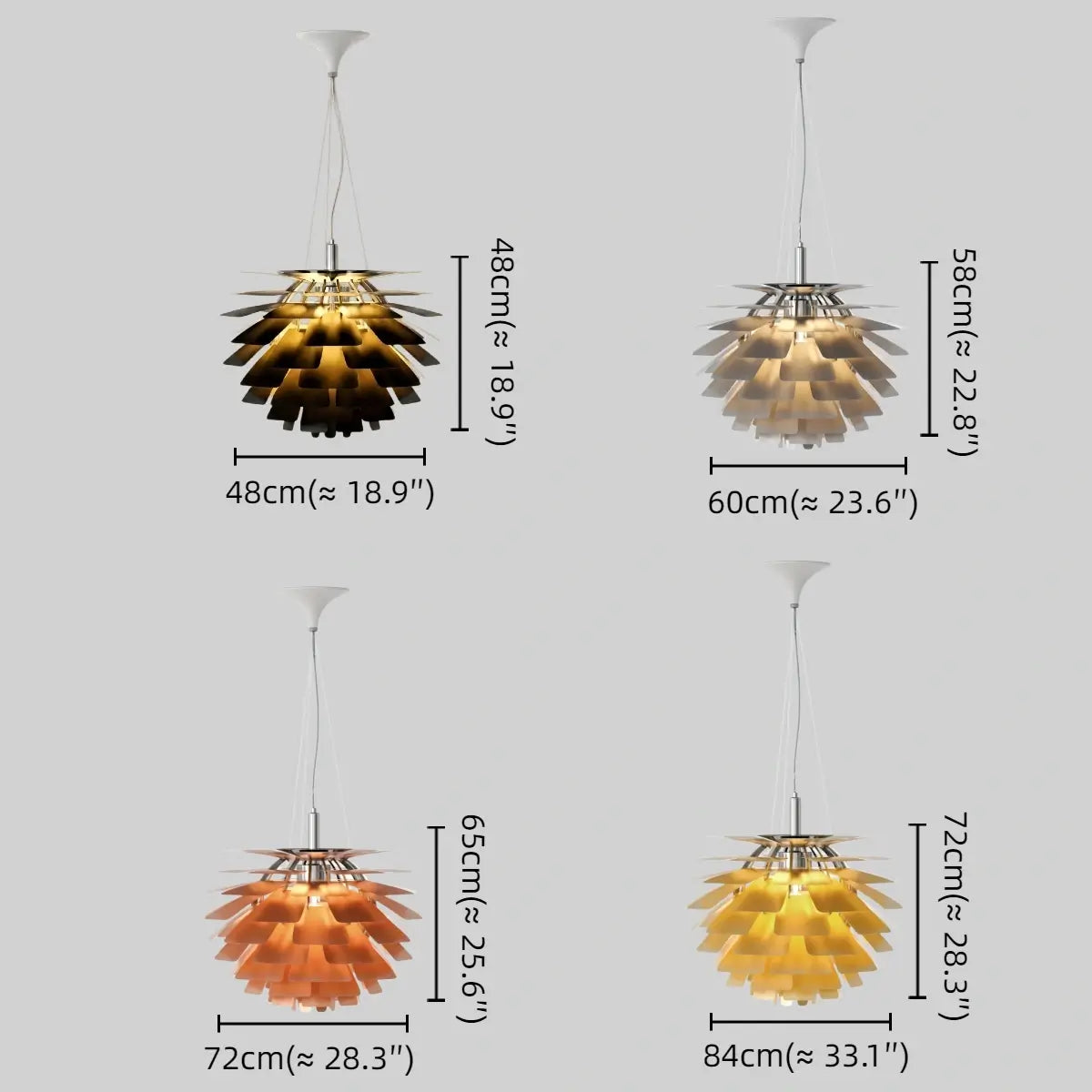 Vivara Nordic Aluminum Pendant Light — Pinecone Design Siver/White/Black for Dining Room