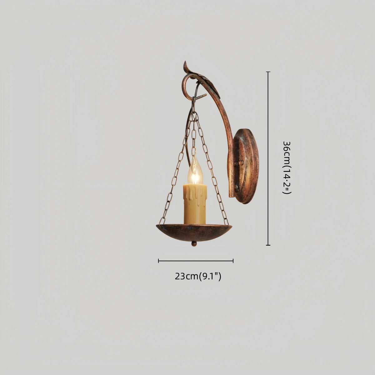 Irondale Industrial Easter Candle Copper Metal Wall Lamp Dining Room