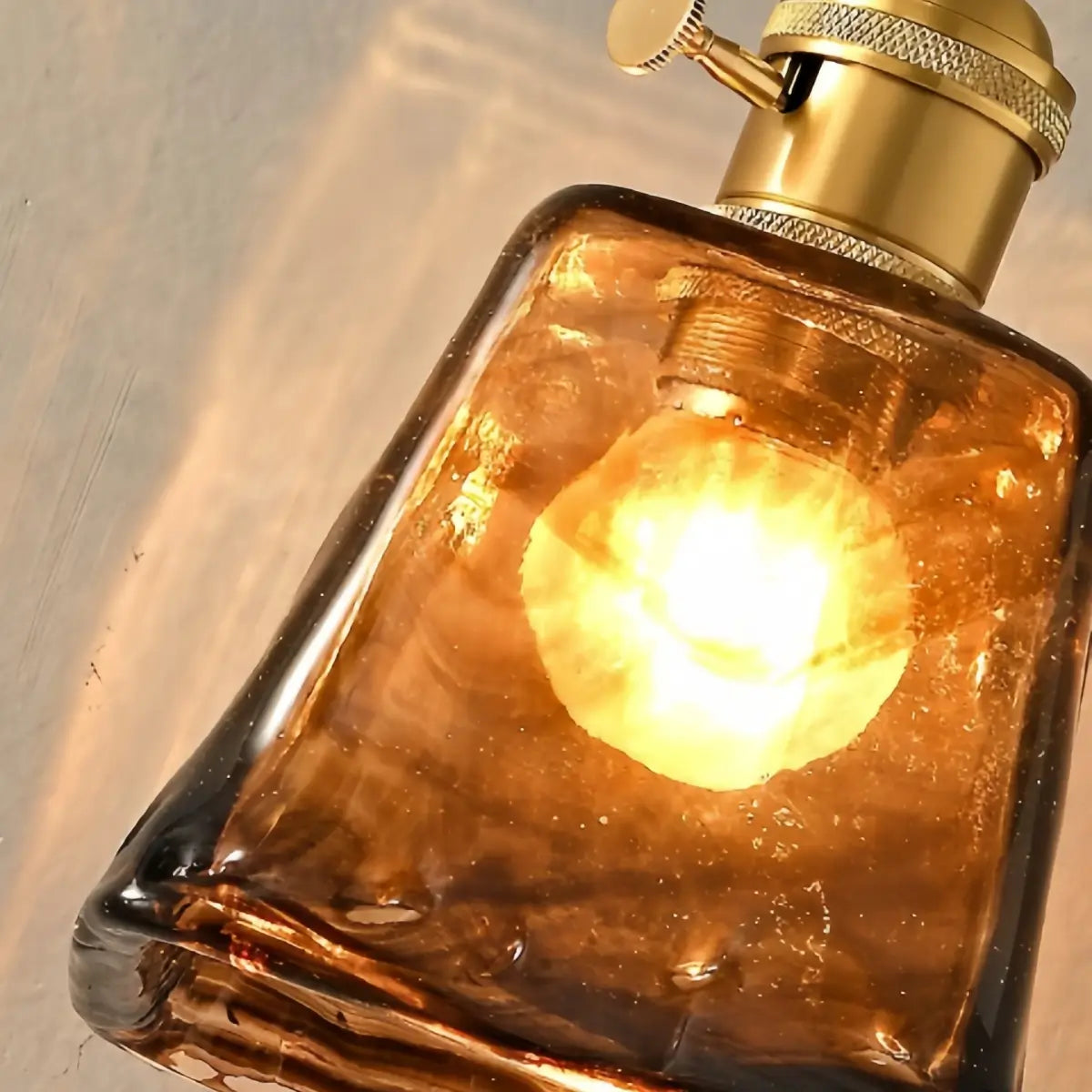 Vetro Mid-Century Wall Lamp -- Amber Glass for Bedroom Living Room