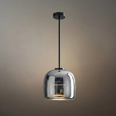 Vetro Modern Hand-Blown Pendant Lamp — Smoked Glass & Metal Accent for Kitchen Island