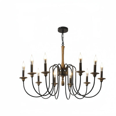 Zenno Rustic Wooden Chandelier with Adjustable LED Lighting for Living Room & Bedroom