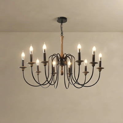 Zenno Rustic Wooden Chandelier with Adjustable LED Lighting for Living Room & Bedroom