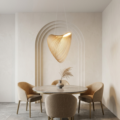 Zenno Art Deco Pendant Light - Irregular Wooden Design for Dining Room