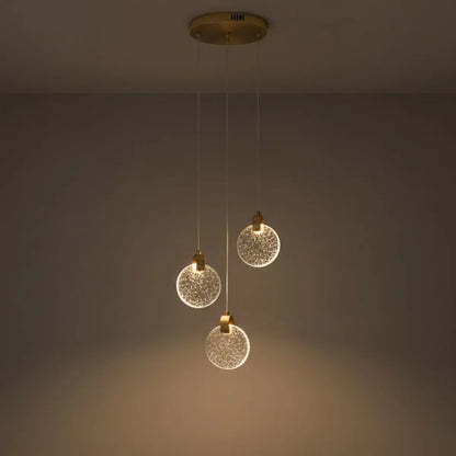 Round – Pendant Light Gold Metal/Crystal for Dining Room