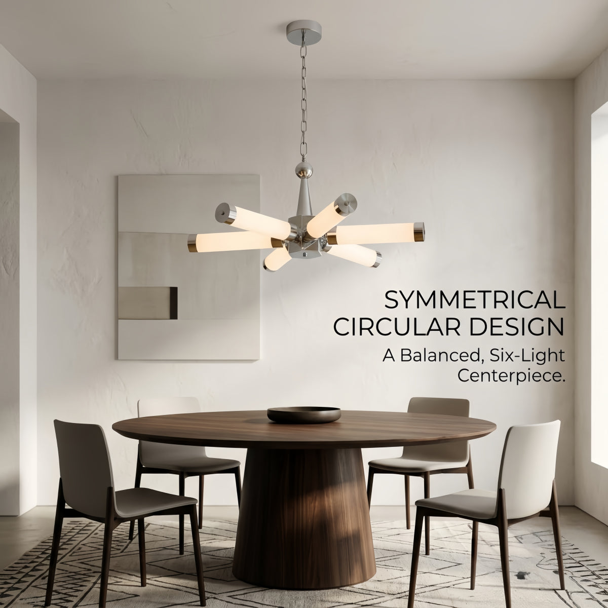 Bauhaus Industrial Chandelier -- Metal & Acrylic Dimmable for Dining Room