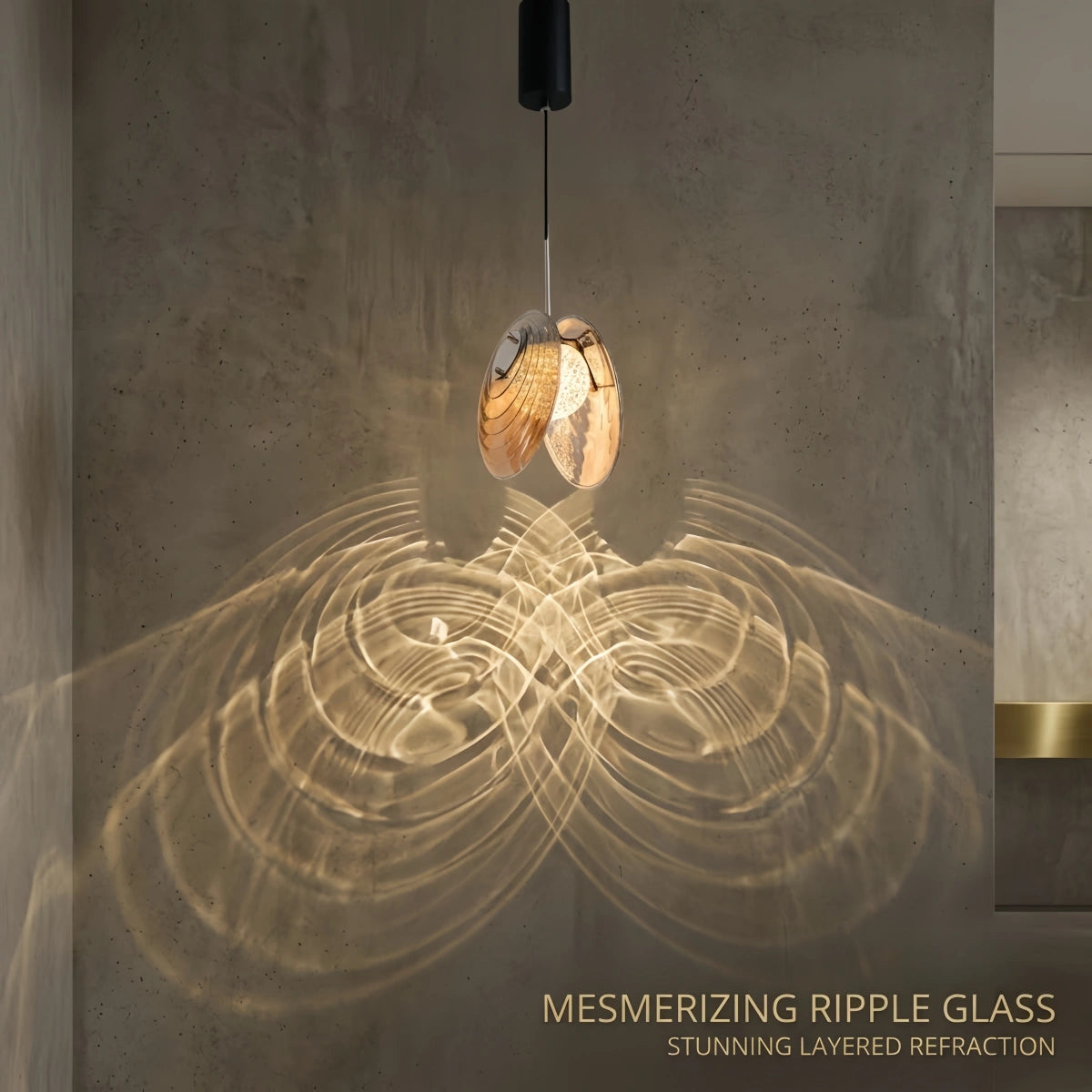 Lunara Modern Glass Pendant Light--Amber/Smoke Grey for Living Room