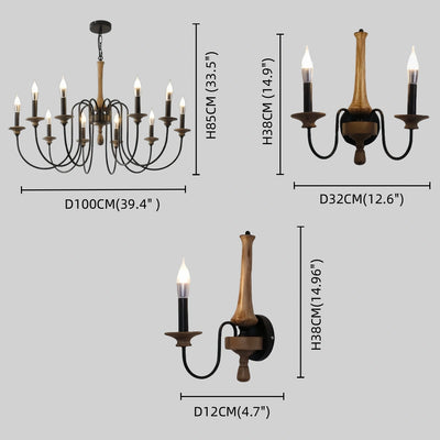 Zenno Rustic Wooden Chandelier with Adjustable LED Lighting for Living Room & Bedroom