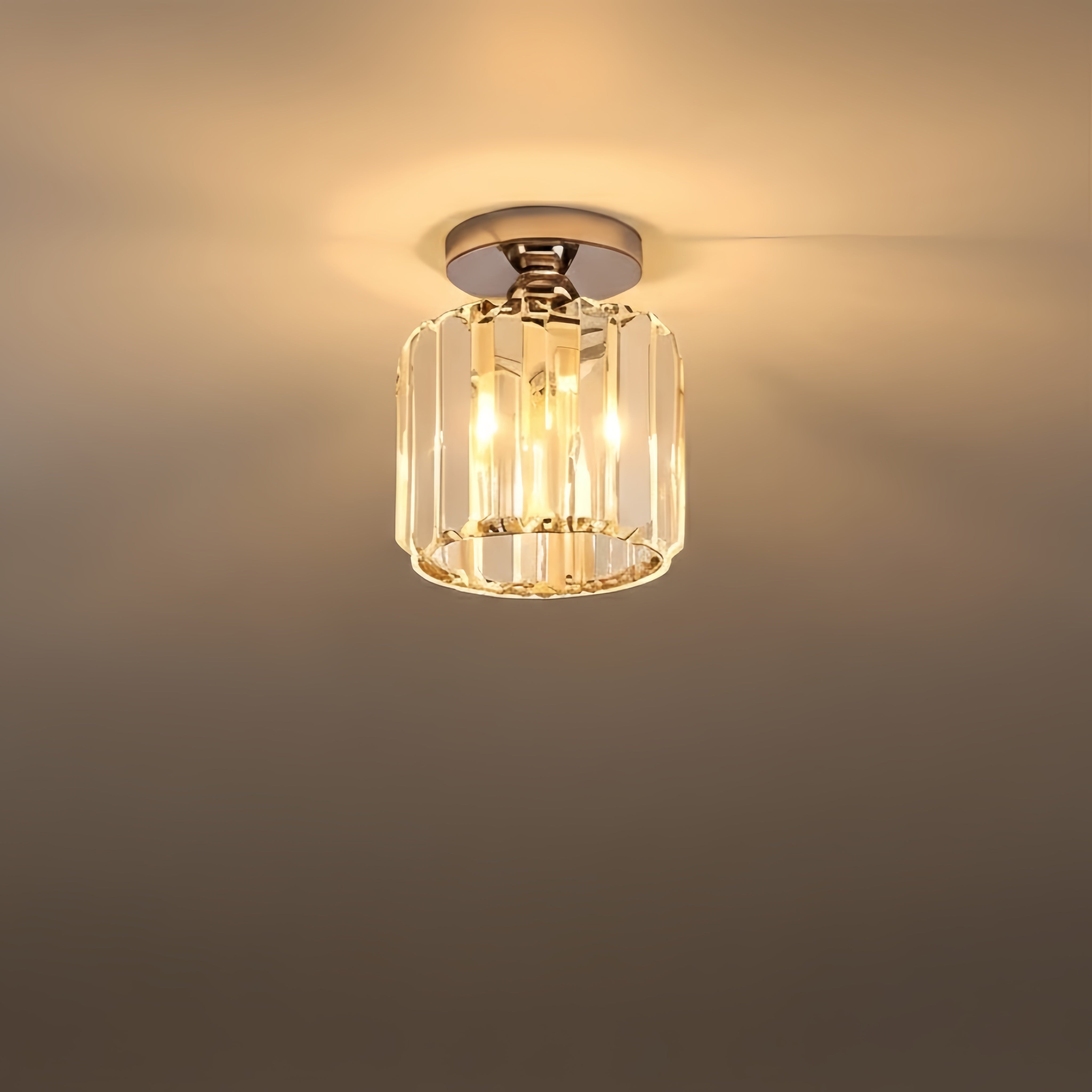 Vetro Modern Ceiling Lamp Metal/Crystal Design in Black/Gold/Silver for Bedroom