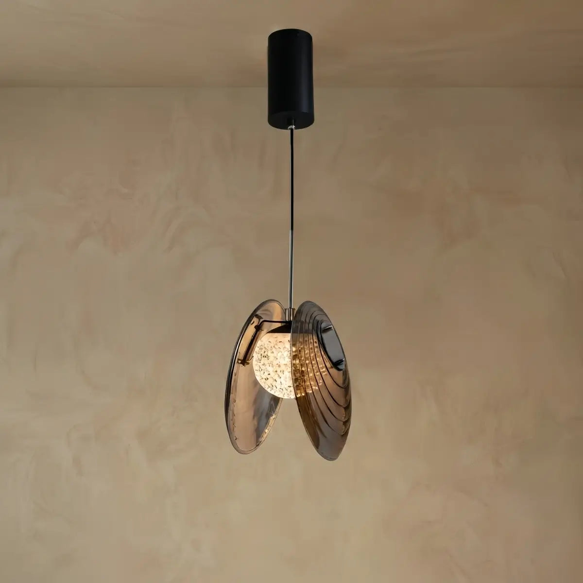 Lunara Modern Glass Disc Pendant Light--Amber/Smoke Grey for Living Room