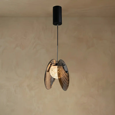 Lunara Modern Glass Disc Pendant Light--Amber/Smoke Grey for Living Room
