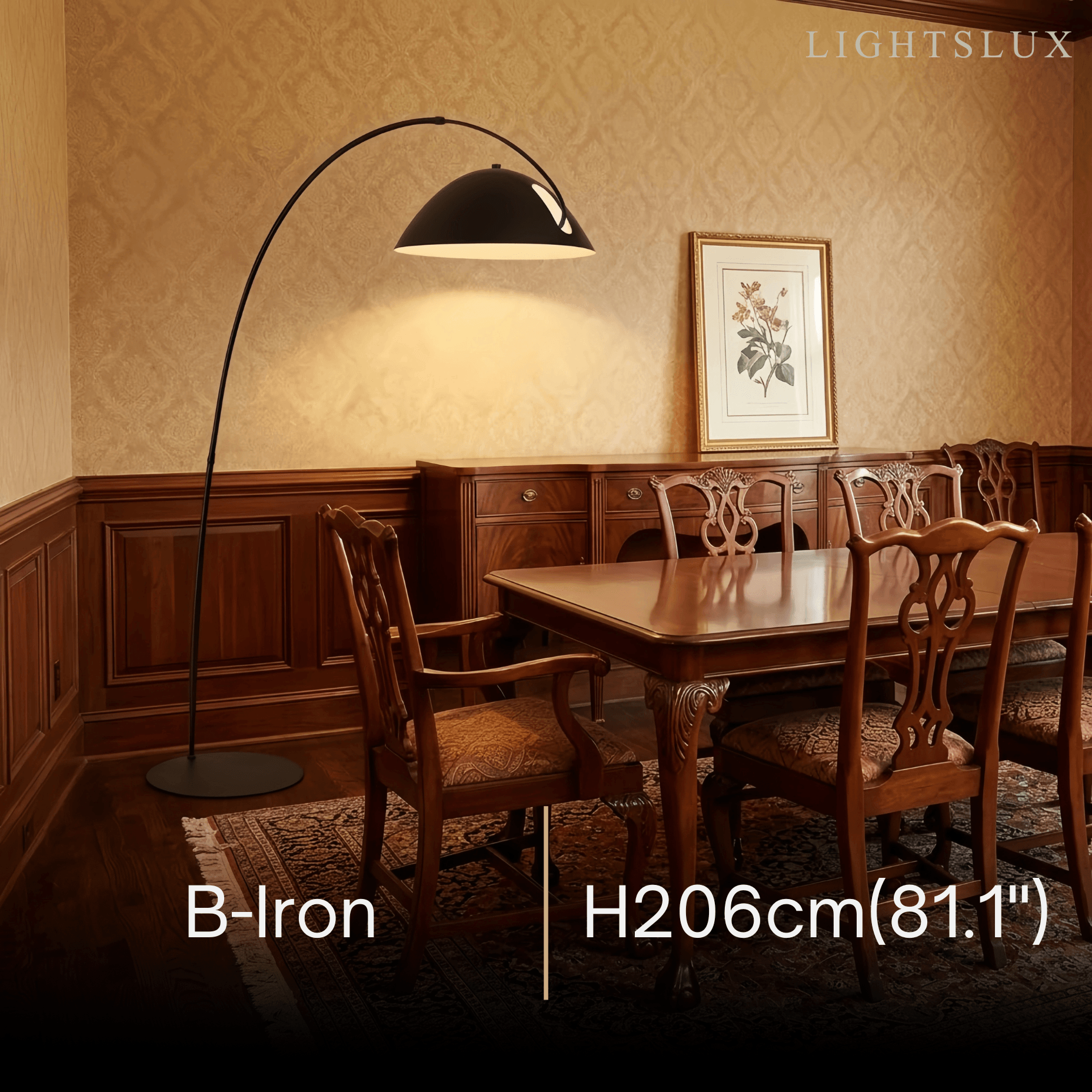 Velora Modern Black Floor Lamp – Metal Curved Design for Living Room