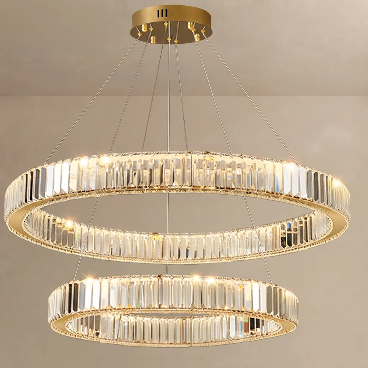 Modern Interlaced Ring Pendant Light — Radiant Gold Layered Design for Upscale Interior
