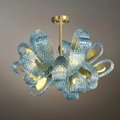 Art Deco Peacock Chandelier – Blue Feather Art Glass Contemporary for Dining Room Bedroom