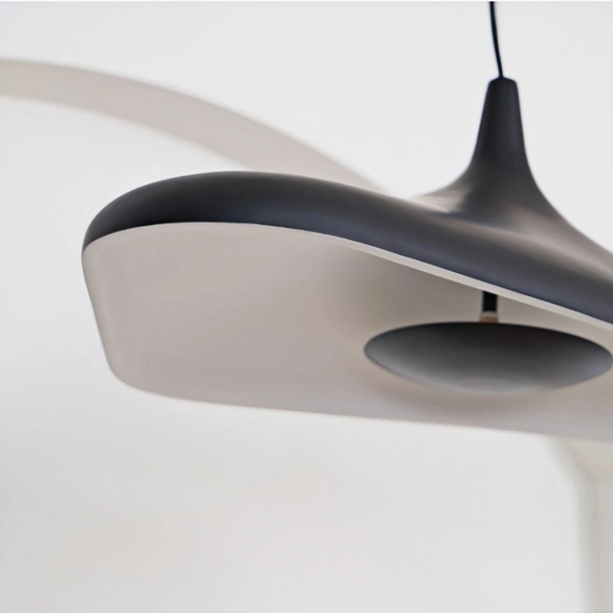 Stellar Modern Hooded Pendant Light – White/ Black Resin/Metal Living/Dining Room