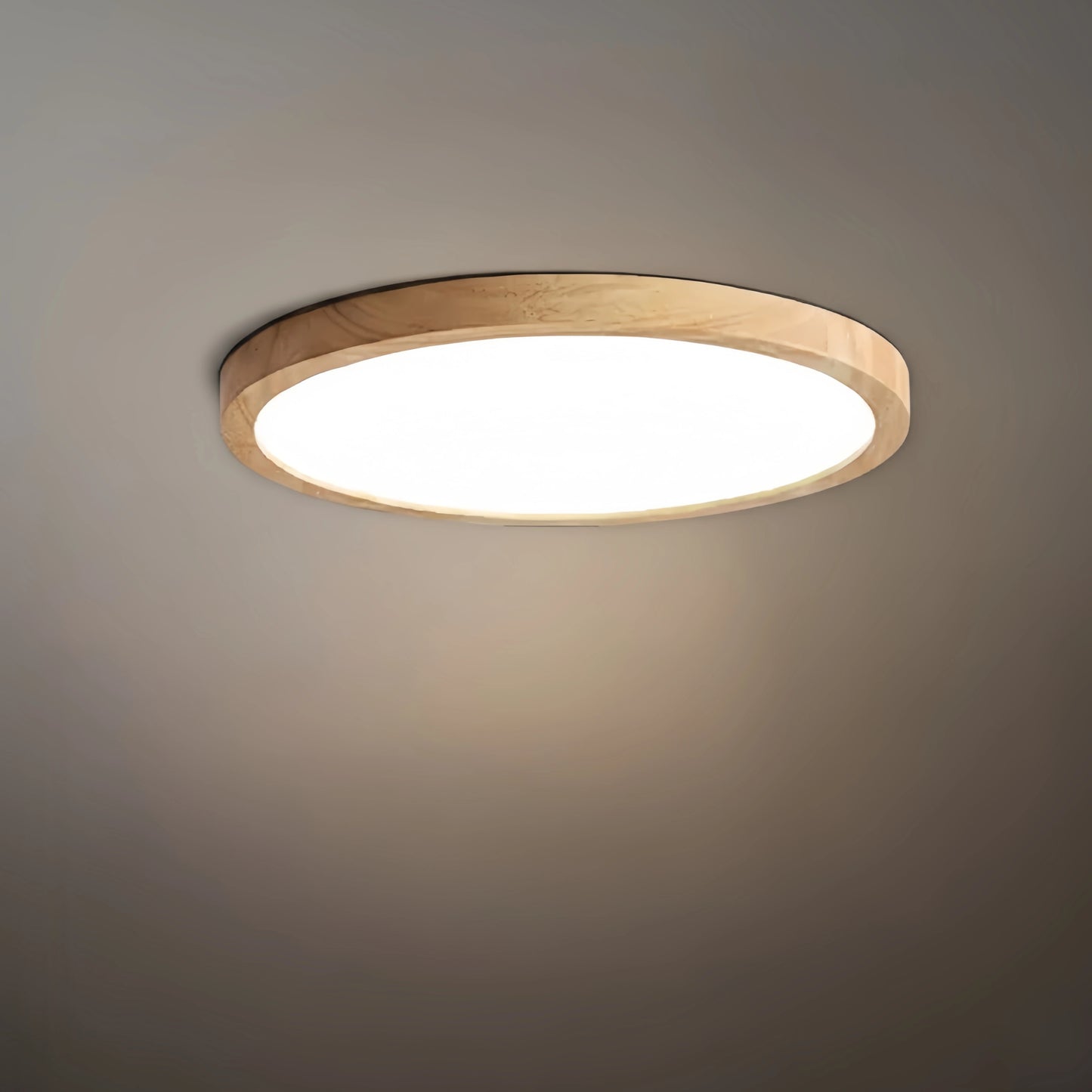 Zenno Wabi-sabi Modern Round Dimmable Ceiling Light – Wood/Acrylic for Living Room