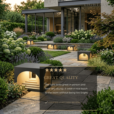 Arcato Minimalist Pier-Mount Pillar Light - Black Metal for Outdoor