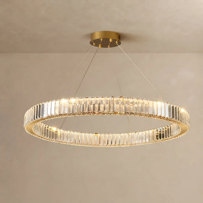 Modern Interlaced Ring Pendant Light — Radiant Gold Layered Design for Upscale Interior