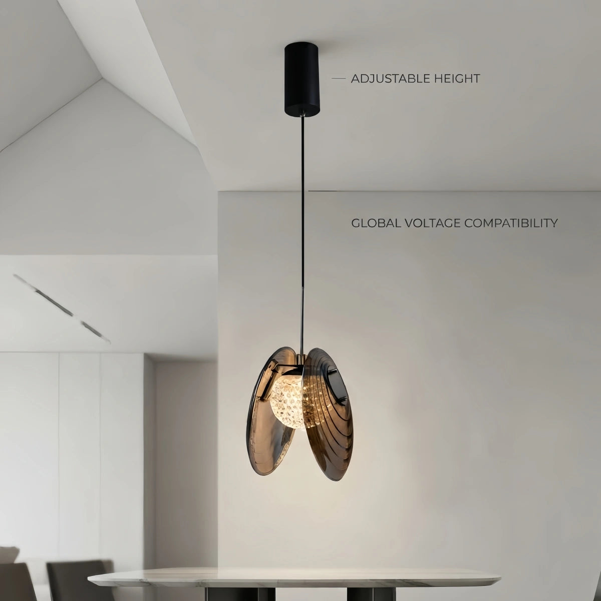 1JUN007Lunara_Modern_Glass_Disc_Pendant_Light--Amber_for_Living_Room