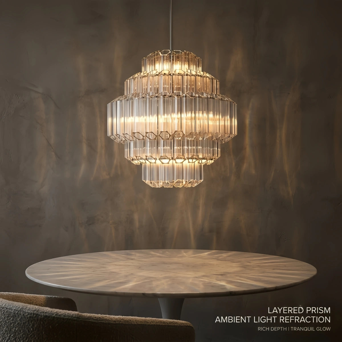 Excelis Luxury Chandelier --Clear Glass & Metal Frame for Living Room