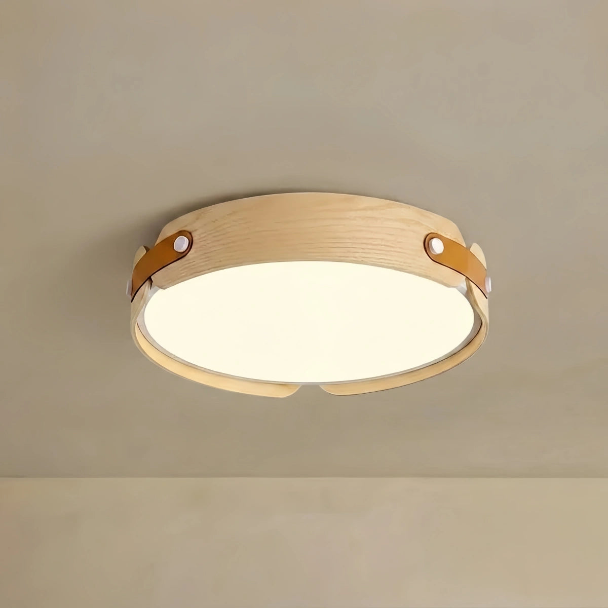 Wabi-Sabi Wood Ceiling Light – Modern LED Flush Mount Lamp in Walnut for Bedroom
