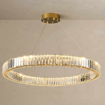 Modern Interlaced Ring Pendant Light — Radiant Gold Layered Design for Upscale Interior