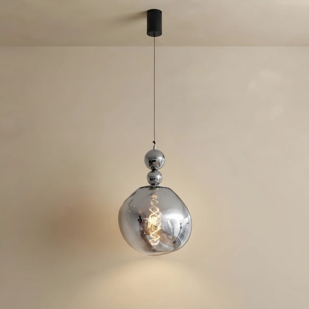 Lunara Modern Pendant Light – Acrylic Globe & Carbon Steel for Bedroom