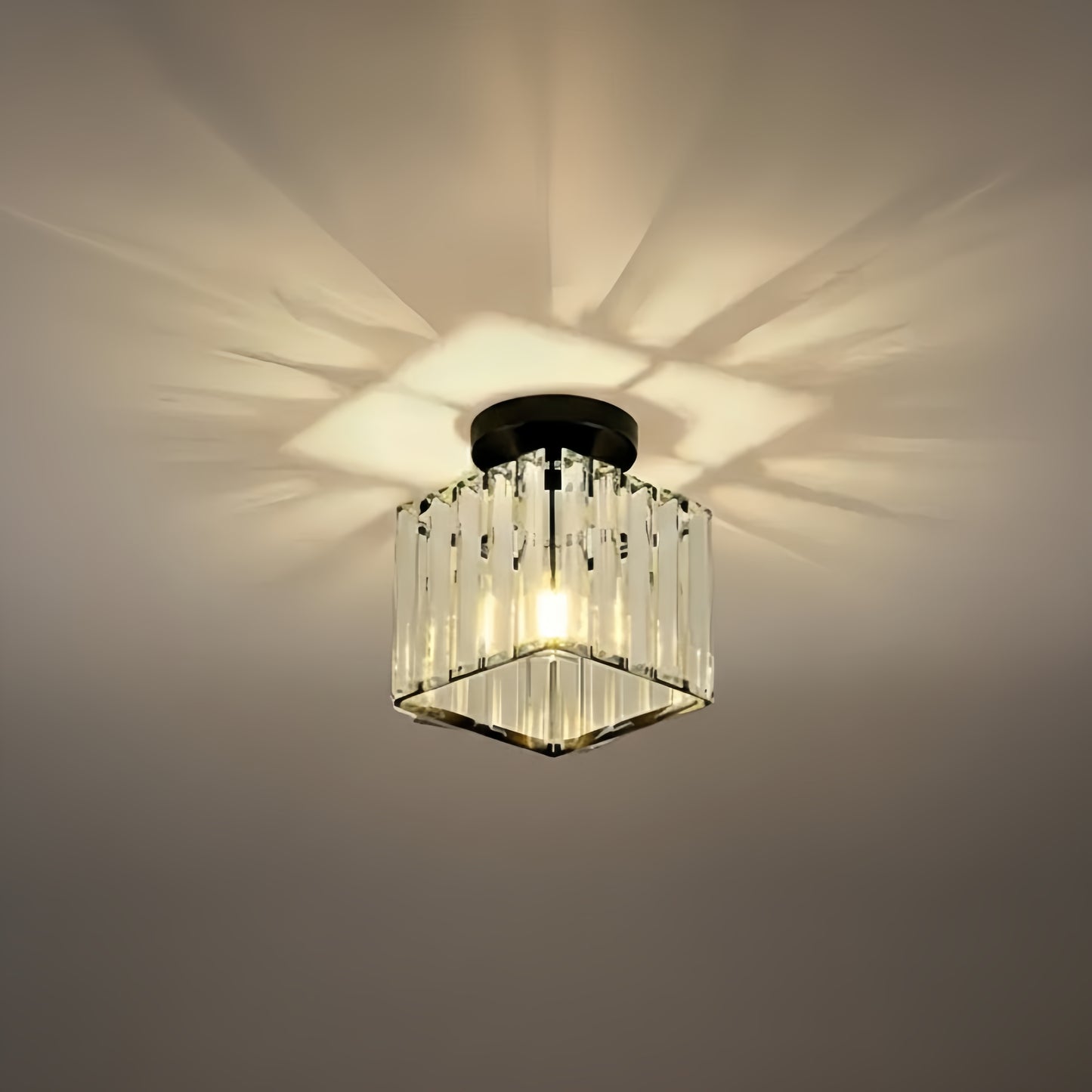 Vetro Modern Ceiling Lamp Metal/Crystal Design in Black/Gold/Silver for Bedroom