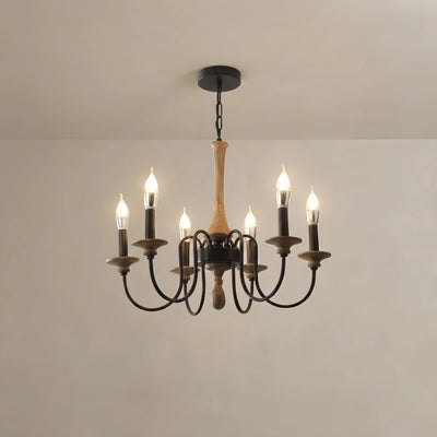 Zenno Rustic Wooden Chandelier with Adjustable LED Lighting for Living Room & Bedroom